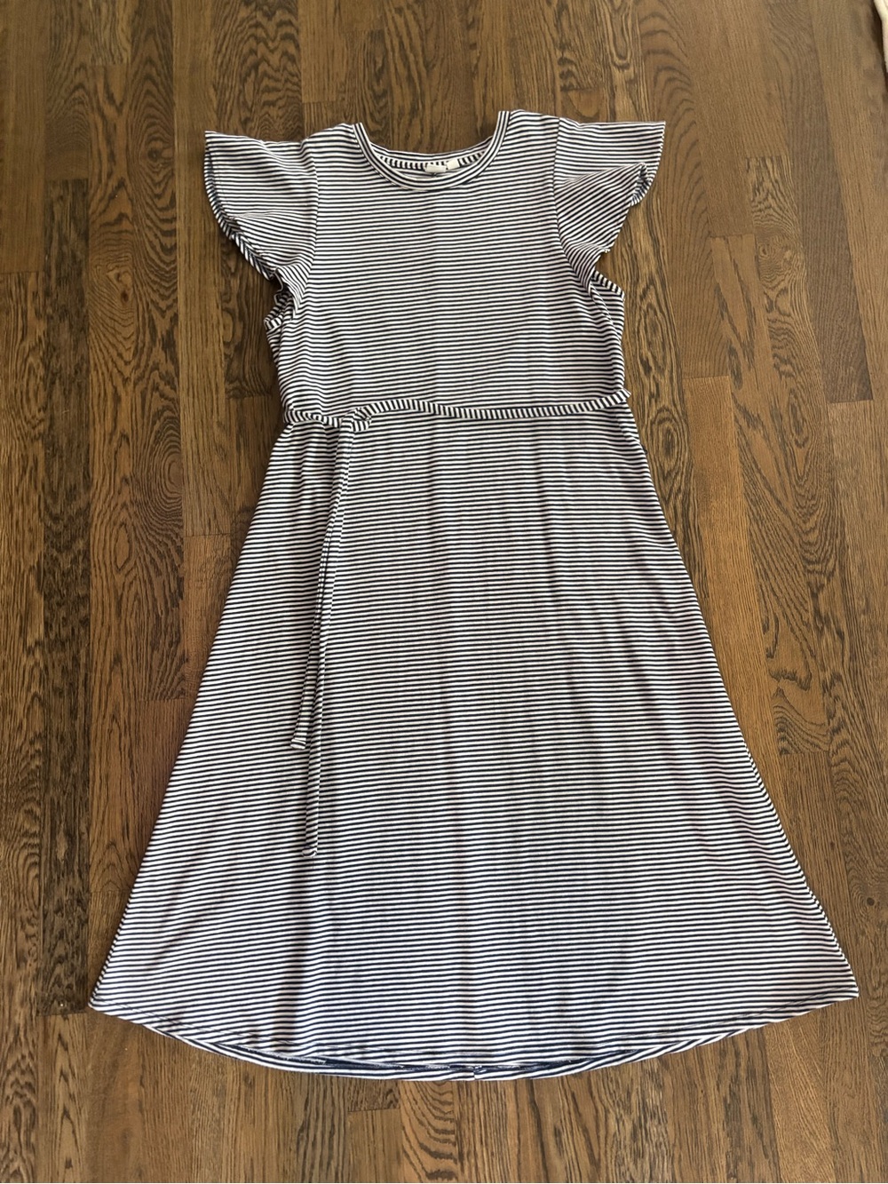 GAP Navy & White Striped Flutter Sleeve Dress